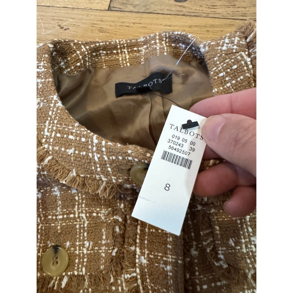 Talbots‎ Fringe Tweed Jacket Size 8 Womens Career Workwear Chic (1261)